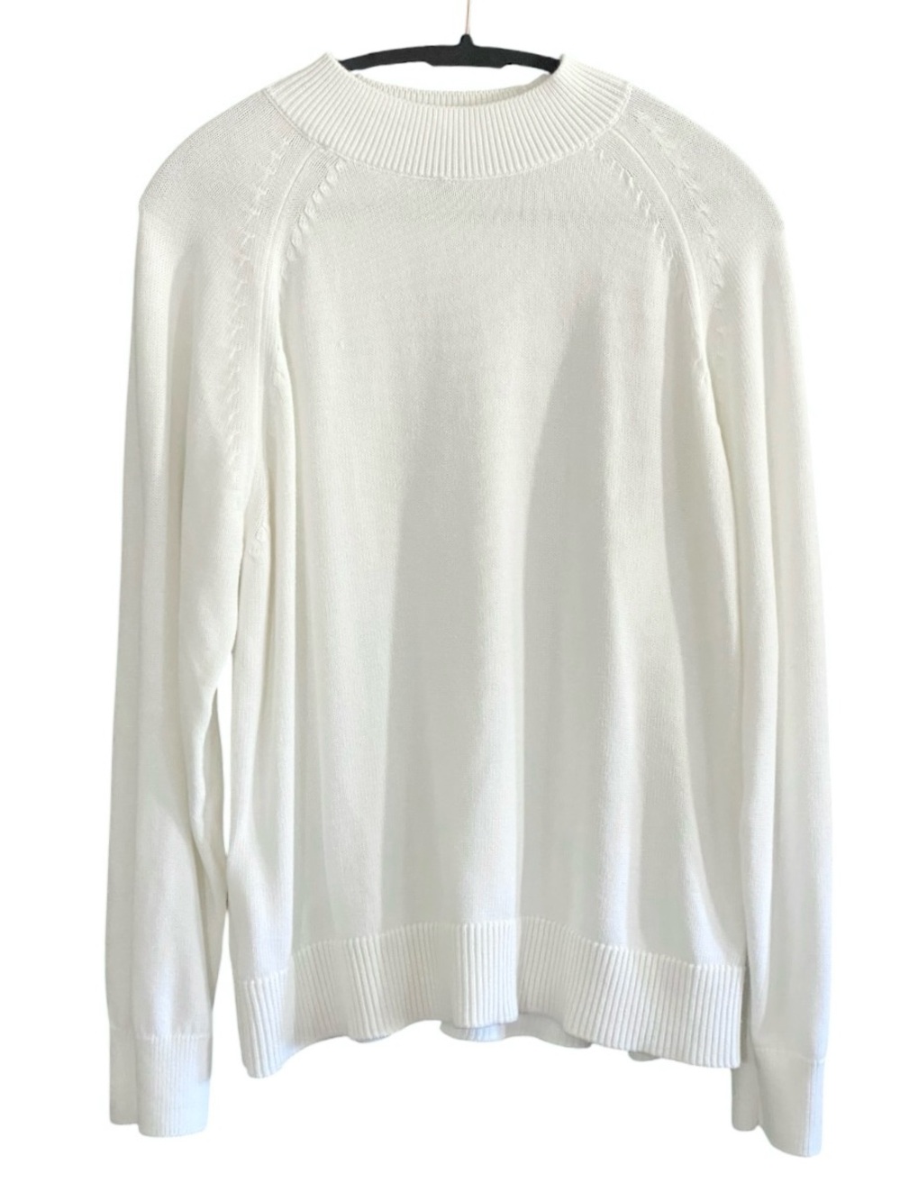 Quince 100% Organic Cotton Mock Neck Sweater White Size XL Coastal Preppy - Picture 4 of 10